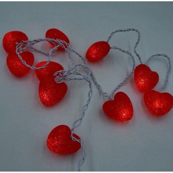 Melted Popcorn Red Hearts String 10 Light Set Replacement Bulbs - Picture 3 of 4